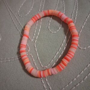 Coral Pink Orange Heishi Stretch Bracelet